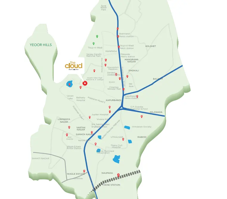 Mahavir Spring location map Pokhran Road 2 near Bethany Hospital Upvan Lake Thane West